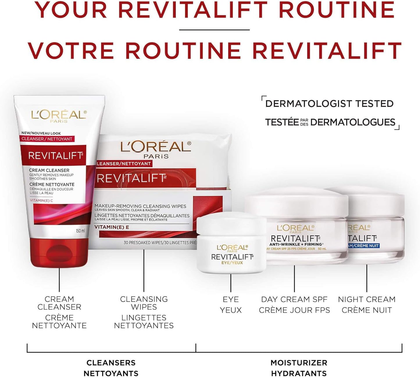 L’Oréal Paris Revitalift Makeup-Removing Cleansing Cream Face Cleanser & Toner, with Vitamin C, 150 mL