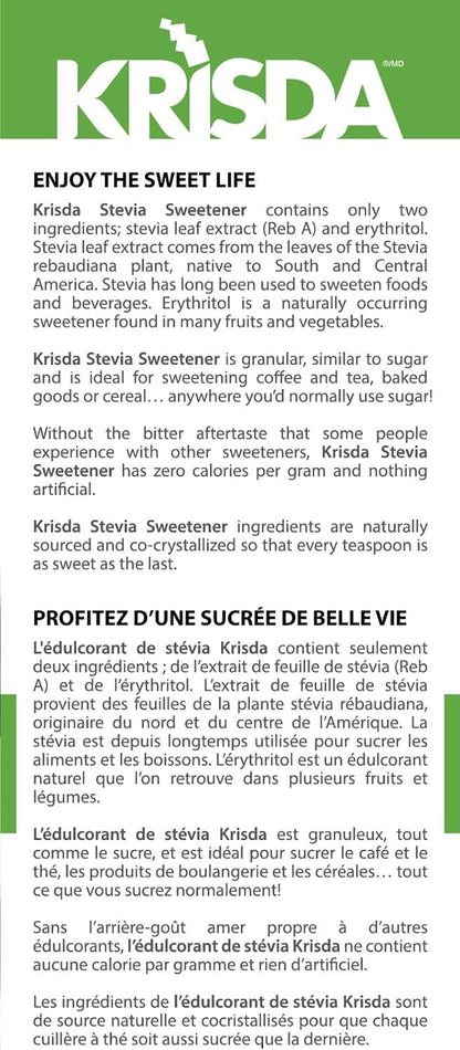 Krisda Stevia Spoonable Natural Sweetener, 454 grams