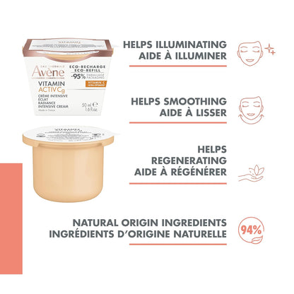 Eau Thermale Avène Vitamin Activ Cg Radiance Intensive Cream Eco-Refill, for radiance, dark spots, anti-wrinkles, Vitamin Cg