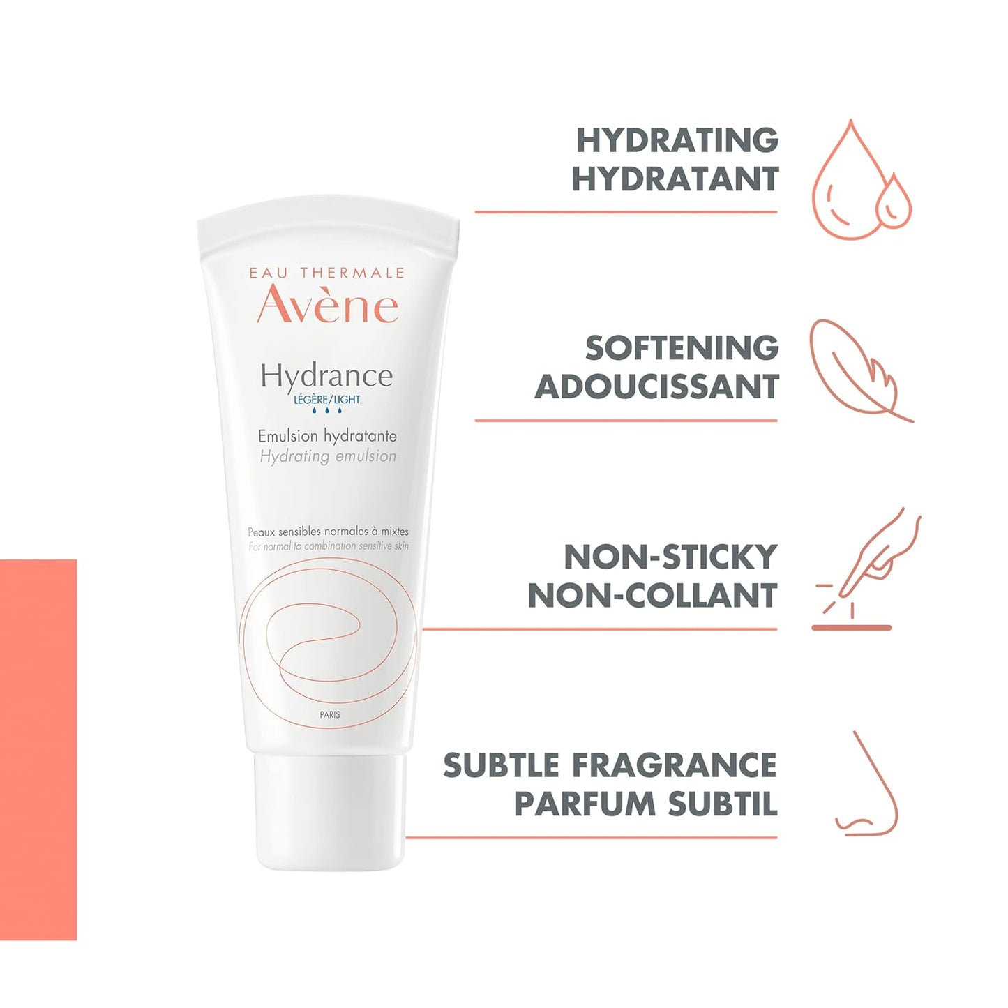 Eau Thermale Avene Hydrance Light Hydrating Emulsion Cream, Moisturizing, For Sensitive and Dehydrated Skin, Hydrating, Plumping and Radiance boosting, 40 ml