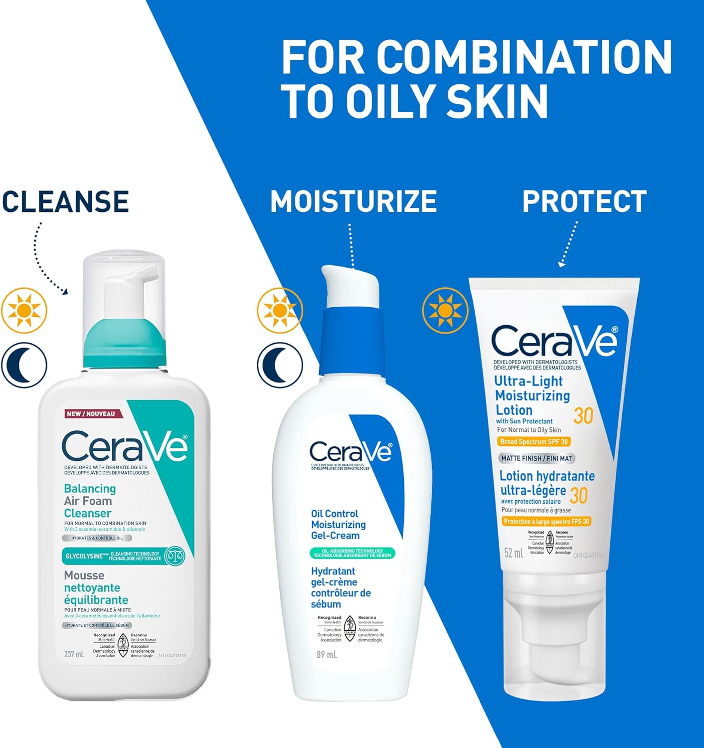 CeraVe Oil Control Moisturizing Gel-Cream for Oily & Combination Skin, 48H Hydration & 8H Shine Control, Non-Greasy, Matte Finish with Ceramides, Hyaluronic Acid & Niacinamide, Fragrance-Free, 89mL