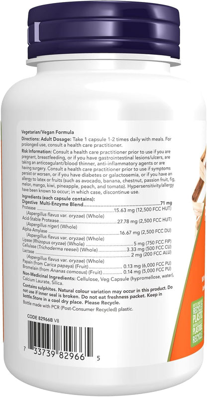 NOW Supplements, Plant Enzymes with Lactase, Protease, Papain and Bromelain, 120 Veg Capsules