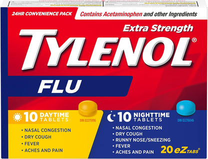 泰諾強效鼻竇炎和強效流感緩解片組合裝 | 緩解鼻竇炎和流感症狀，日夜皆宜，60 片