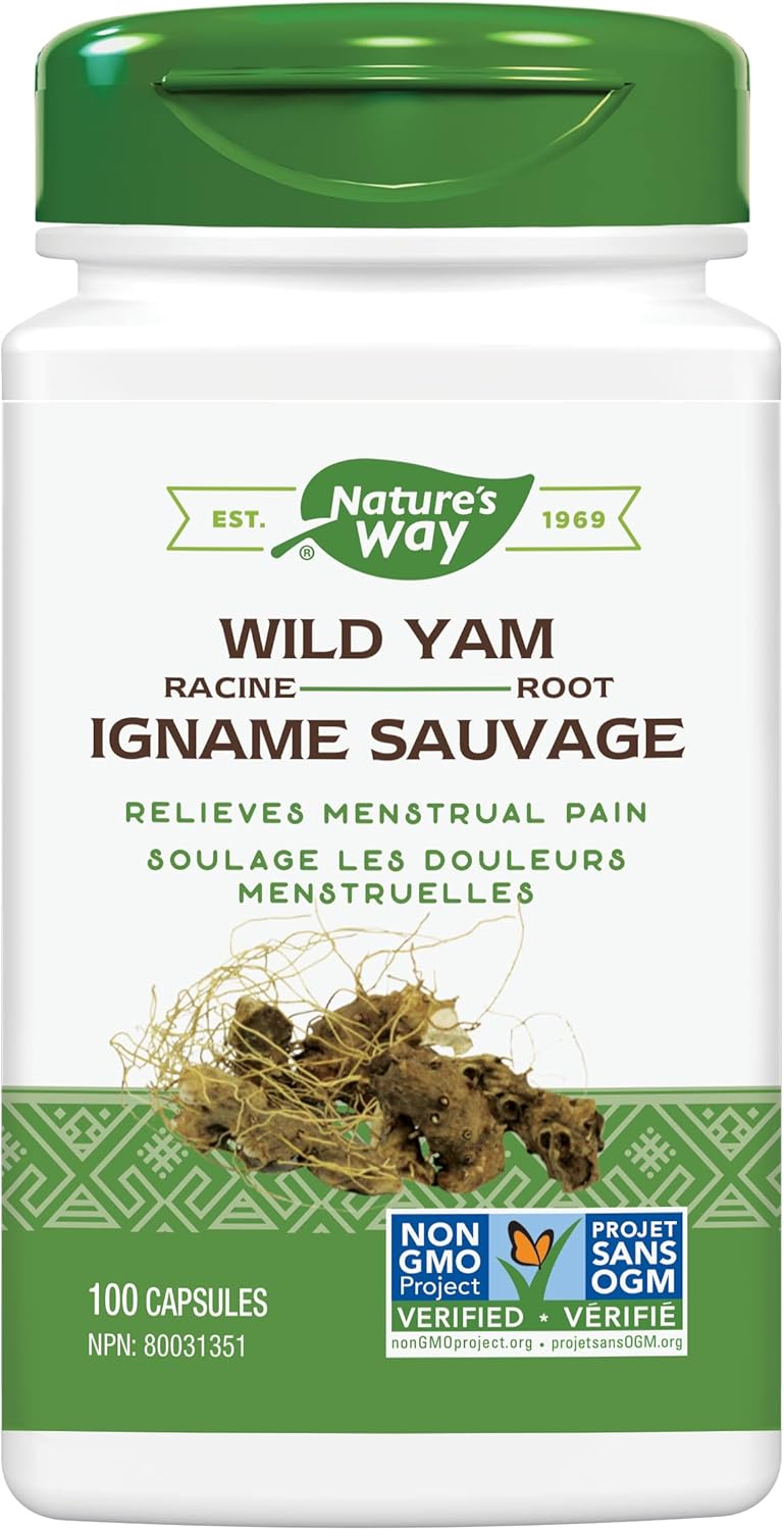 Nature's Way Wild Yam Root Capsules - Relieve Abdominal and Menstrual Pain Relief – Women’s Health - Premium Herbal Supplement - Non-GMO - 100 Vegetarian Capsules