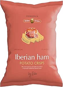 Rubio Iberian Ham Flavour Potato Chips 125g, Traditional Spanish Patatas Fritas, Made with Olive Oil & Sunflower Oil, Bold Taste, Satisfying Crunch, Great for Gatherings, Vegan-Friendly, Non-GMO Snack