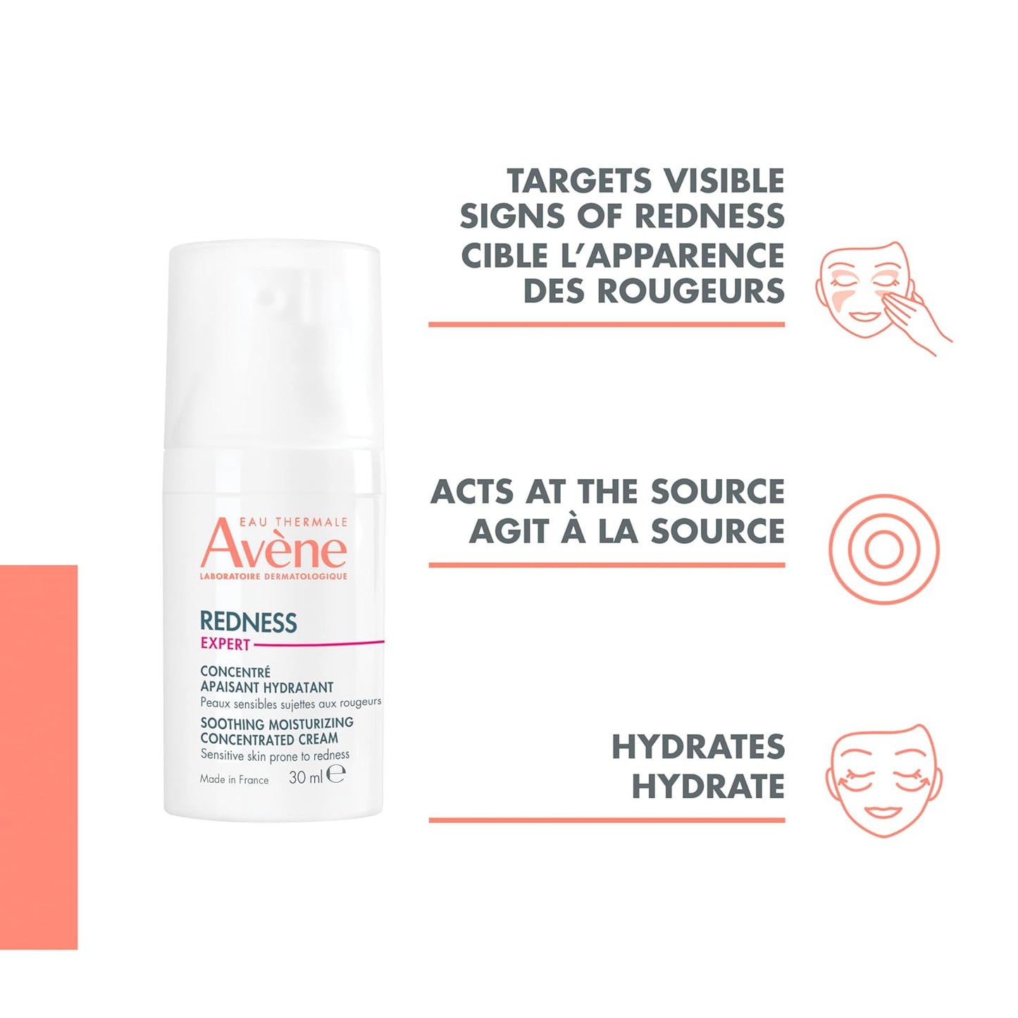 Eau Thermale Avène Redness Expert Soothing Moisturizing Concentrated Cream, Facial Redness Relief Cream - Skin Soothing and Moisturizing - Face Cream for Sensitive Skin, 30ml