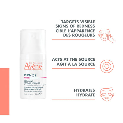 Eau Thermale Avène Redness Expert Soothing Moisturizing Concentrated Cream, Facial Redness Relief Cream - Skin Soothing and Moisturizing - Face Cream for Sensitive Skin, 30ml
