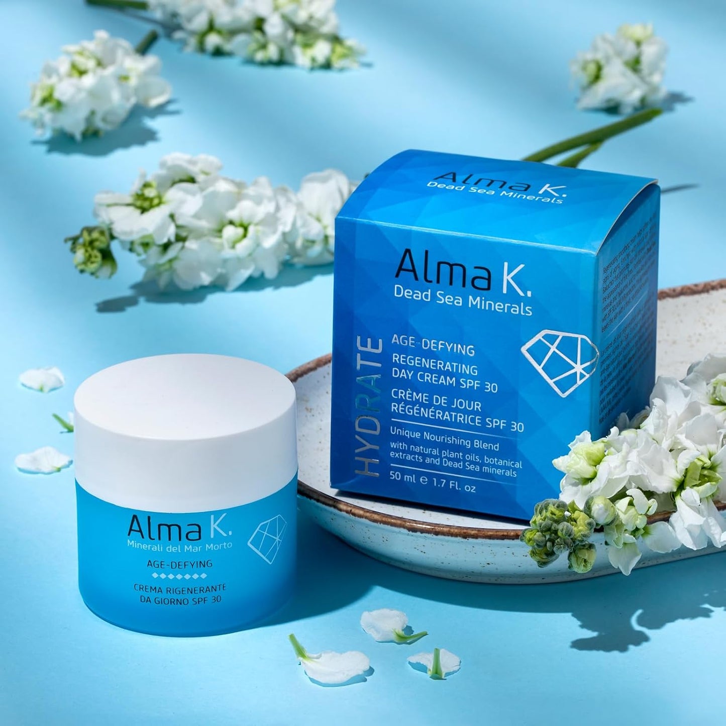 Alma K 抗衰老再生日霜 SPF 30 - 抗衰老面霜 - 每日面部保湿霜，含 SPF - 含补骨脂酚、透明质酸 - 1.7 盎司