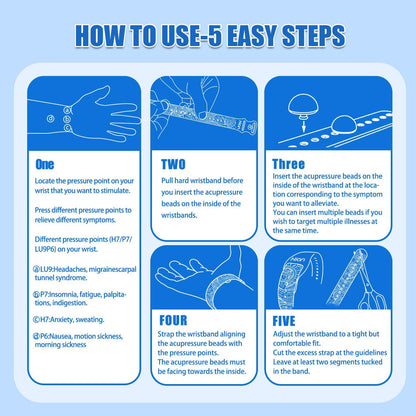 晕车腕带 防恶心指压腕带 晕船腕带 恶心腕带（2对-黑色+绿柱石）-雏菊