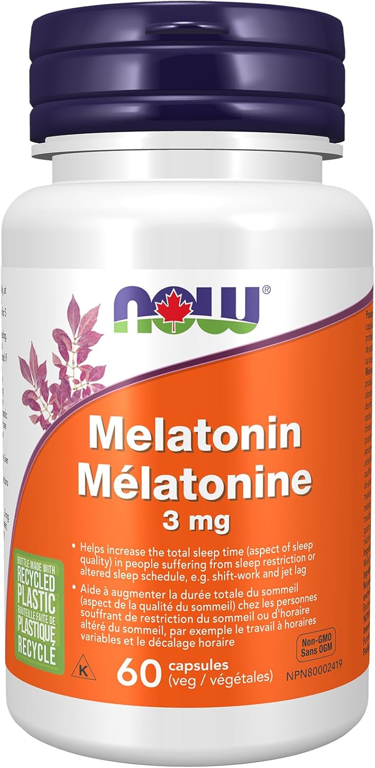 NOW Supplements，褪黑激素 3 毫克，自由基清除劑，健康睡眠週期，60 粒素食膠囊