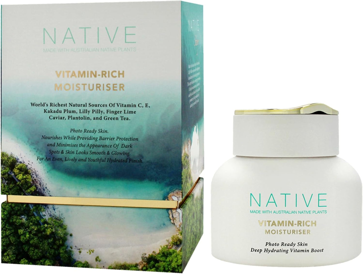 Klara Cosmetics Native Vitamin Rich Moisturizer - Facial Moisturizer with Green Tea and Lilli Pilli - Moisturizer Face Cream for Hydration - 50 ml