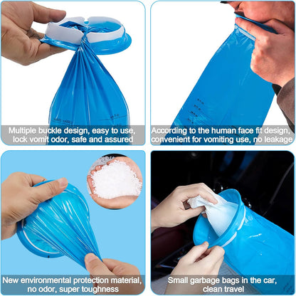 Harewu 24 件嘔吐袋一次性 1000ml 高密度嘔吐袋，便攜式嘔吐袋，適用於孕吐、兒童、孕婦、出租車司機、暈車（藍色（24 件）