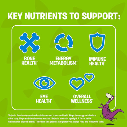 FLINTSTONES 活力兒童複合維生素軟糖 - 兒童複合維生素，含維生素 D 和鈣的兒童軟糖，不含人工甜味劑和阿斯巴甜，60 粒軟糖