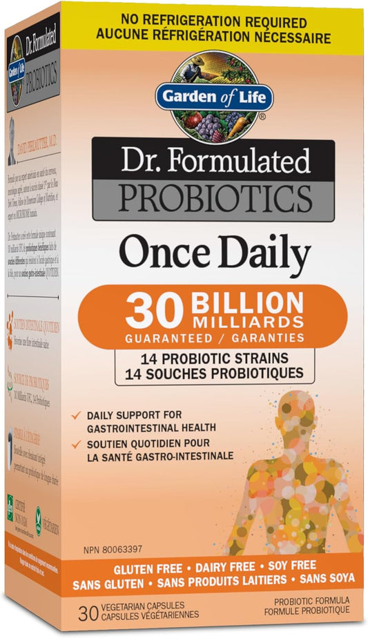 Garden of Life - Dr. Formulated Probiotics Once Daily | Daily Support for Gastrointestinal Health | 30 Billion CFU + 14 Probiotic Strains | Shelf Stable | Gluten Free, Dairy Free, Non-GMO