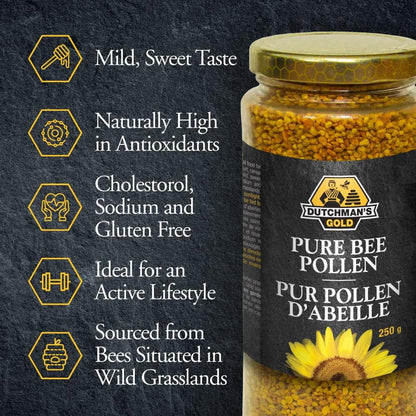 Premium Canadian Bee Pollen - 250 grams - 100% Canadian sourced - No fillers or offshore pollen - by Dutchman's Gold (250 g)