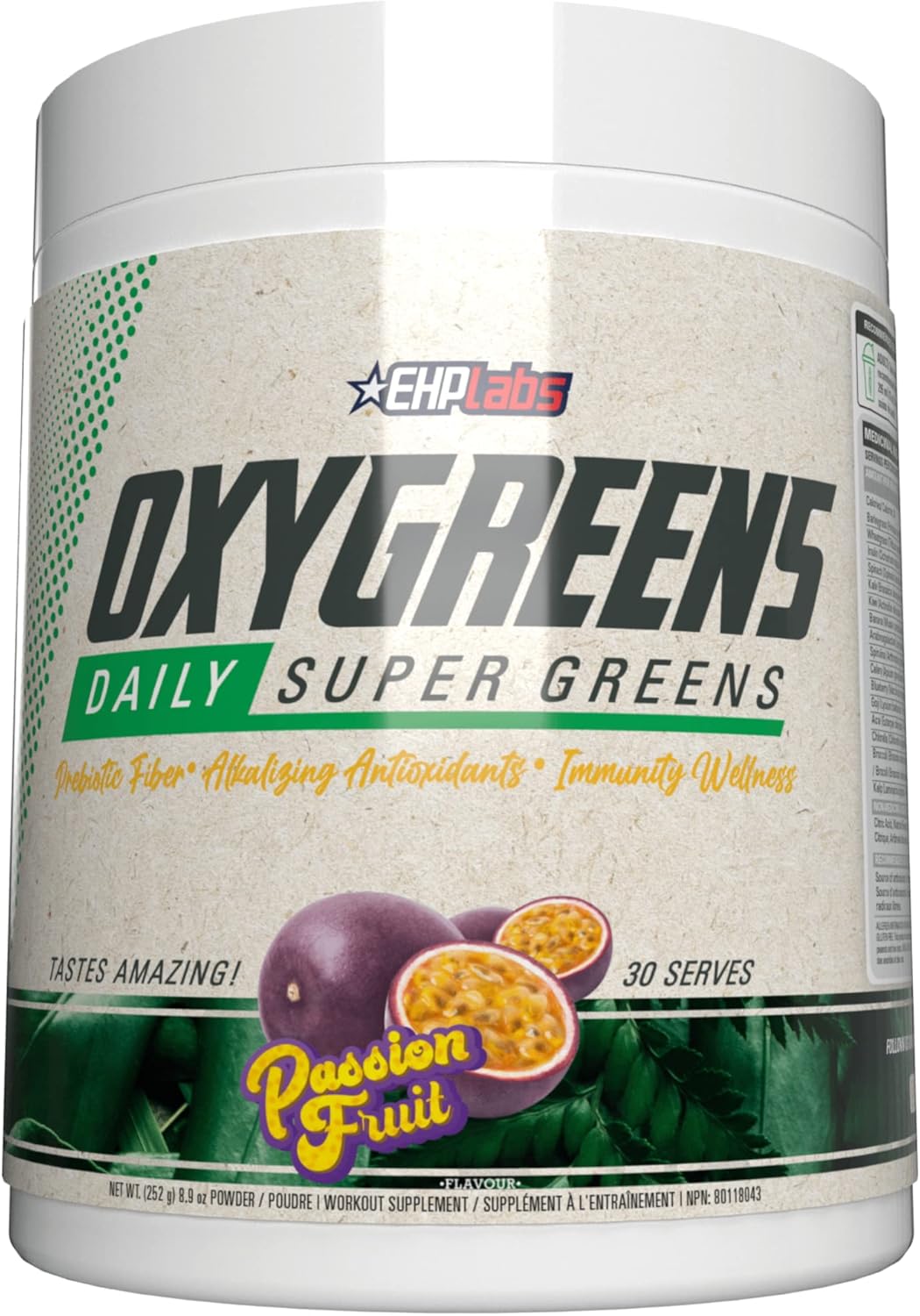 EHPlabs OxyGreens Super Greens Powder - Spirulina & Chlorella Superfood, Green Juice Powder & Greens Supplements with Prebiotic Fibre, Antioxidants & Immunity Support, 30 Serves (Passionfruit)
