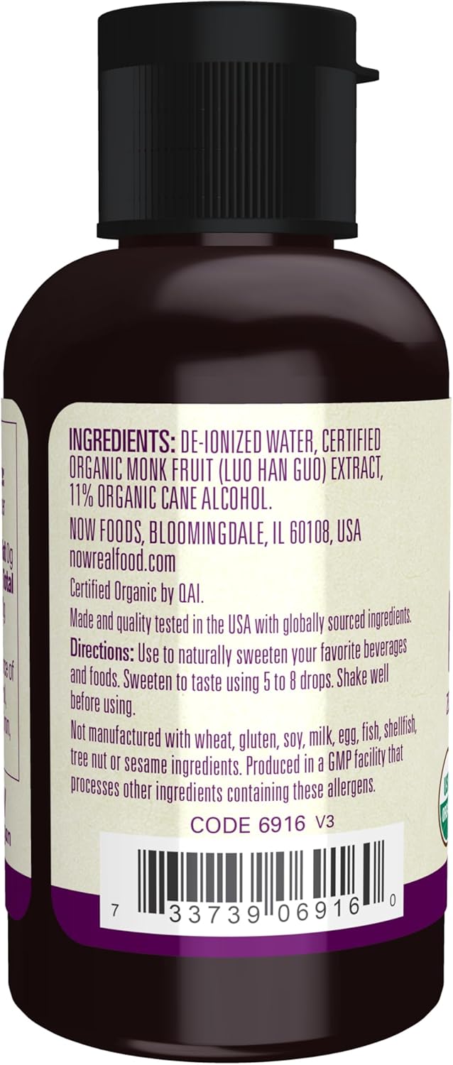 Now Foods Organic Monk Fruit Liquid Sweetener 59mL