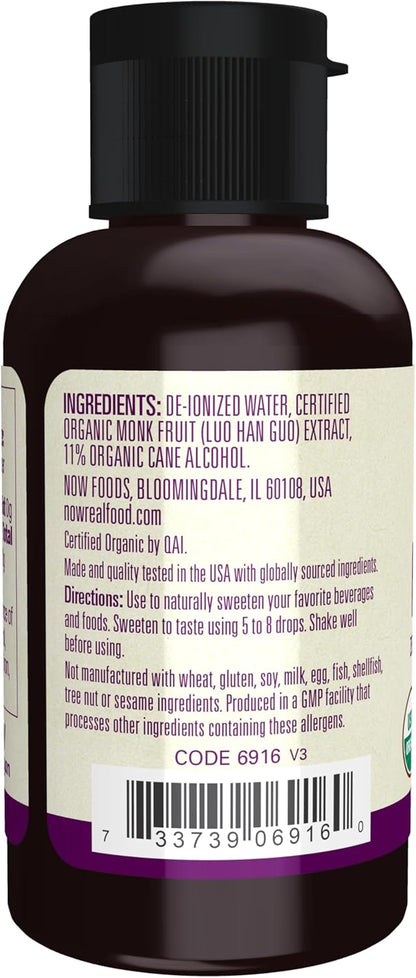Now Foods Organic Monk Fruit Liquid Sweetener 59mL