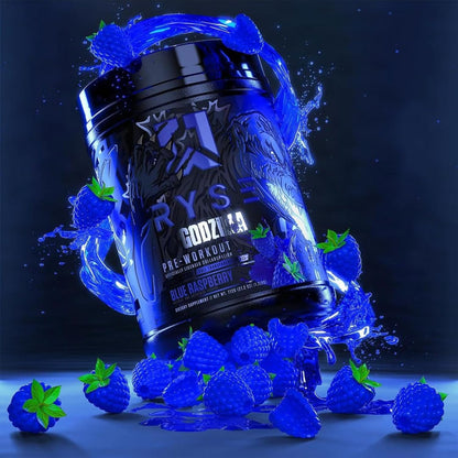 RYSE Up Supplements Noel Deyzel x Godzilla Pre Workout | Intense Pumps, Energy, & Focus | Citrulline & Beta Alanine | 400mg Total Caffeine | 40 Servings (Blue Raspberry)