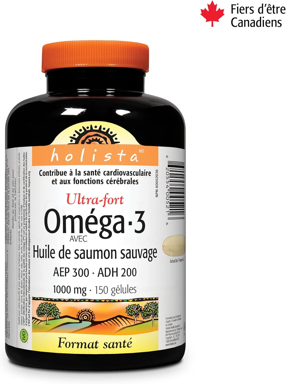 Holista Omega-3 鱼油，1000 毫克，超强效，含野生鲑鱼油，150 粒软胶囊，支持心脏、大脑和关节健康