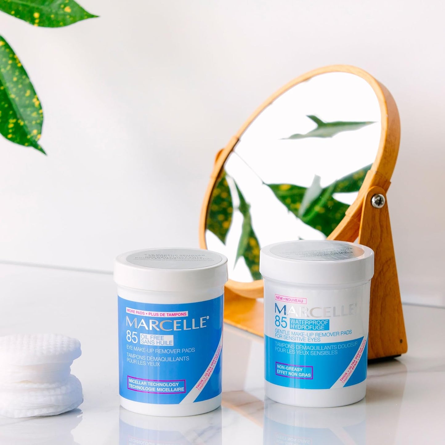 Marcelle Moisture Cream with Hyaluronic Acid, Vegan, Cruelty-Free, Clean Formula, Non-Comedogenic & Gentle Eye Make-Up Remover Pads, Sensitive Eyes, Waterproof Makeup Removal, Hypoallergenic