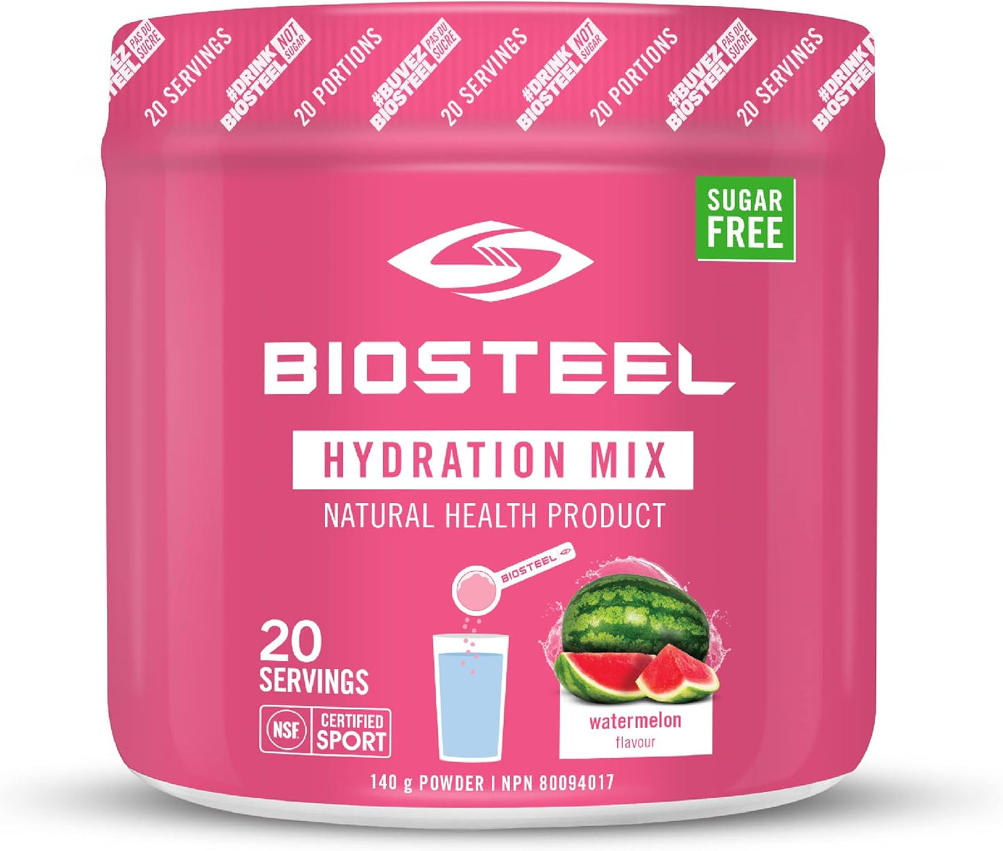 BioSteel 补水混合物 | 白色冷冻（45 份）+ 西瓜（20 份）零糖补水饮料混合物