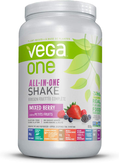 Vega Sport 蛋白粉（莓果味，19 份）+ Vega 多合一素食蛋白粉（混合莓果味，20 份）
