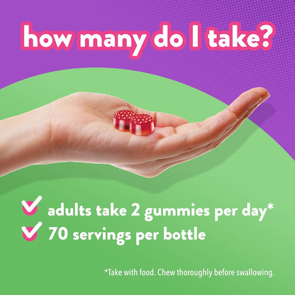 Vitafusion B12 成人維生素軟糖，每日 1000 微克維生素 B12，幫助營養代謝，140 粒，2 個月用量，包裝可能有所不同