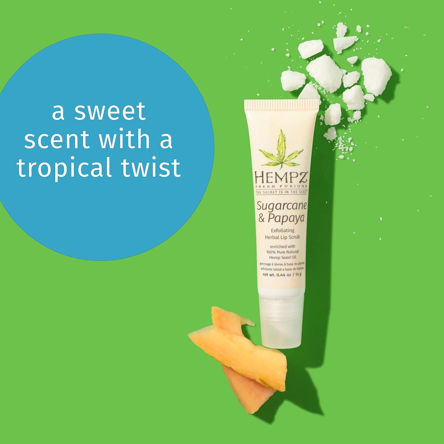 HEMPZ Fresh Fusions 甘蔗木瓜草本唇部磨砂膏，0.44 盎司