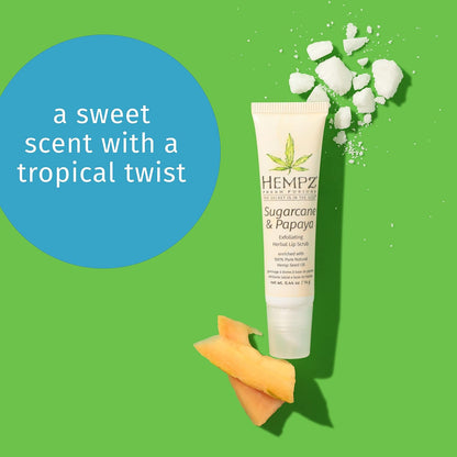 HEMPZ Fresh Fusions 甘蔗木瓜草本唇部磨砂膏，0.44 盎司