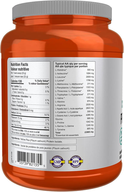 NOW Sports，豌豆蛋白 24 克，快速吸收，植物基，原味，907 克