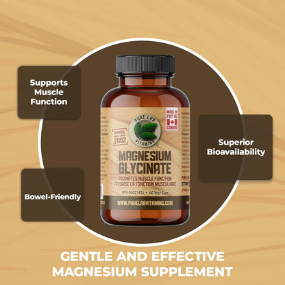 Pure Lab Vitamins 甘胺酸鎂 165 毫克 – 60 粒膠囊 - 支持肌肉功能