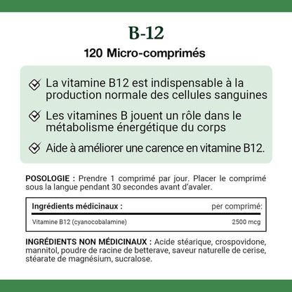 自然之宝维生素 B-12 补充剂，2500 微克，速溶片，天然樱桃味，有助于能量代谢，对血细胞的正常形成至关重要，120 片，42 克