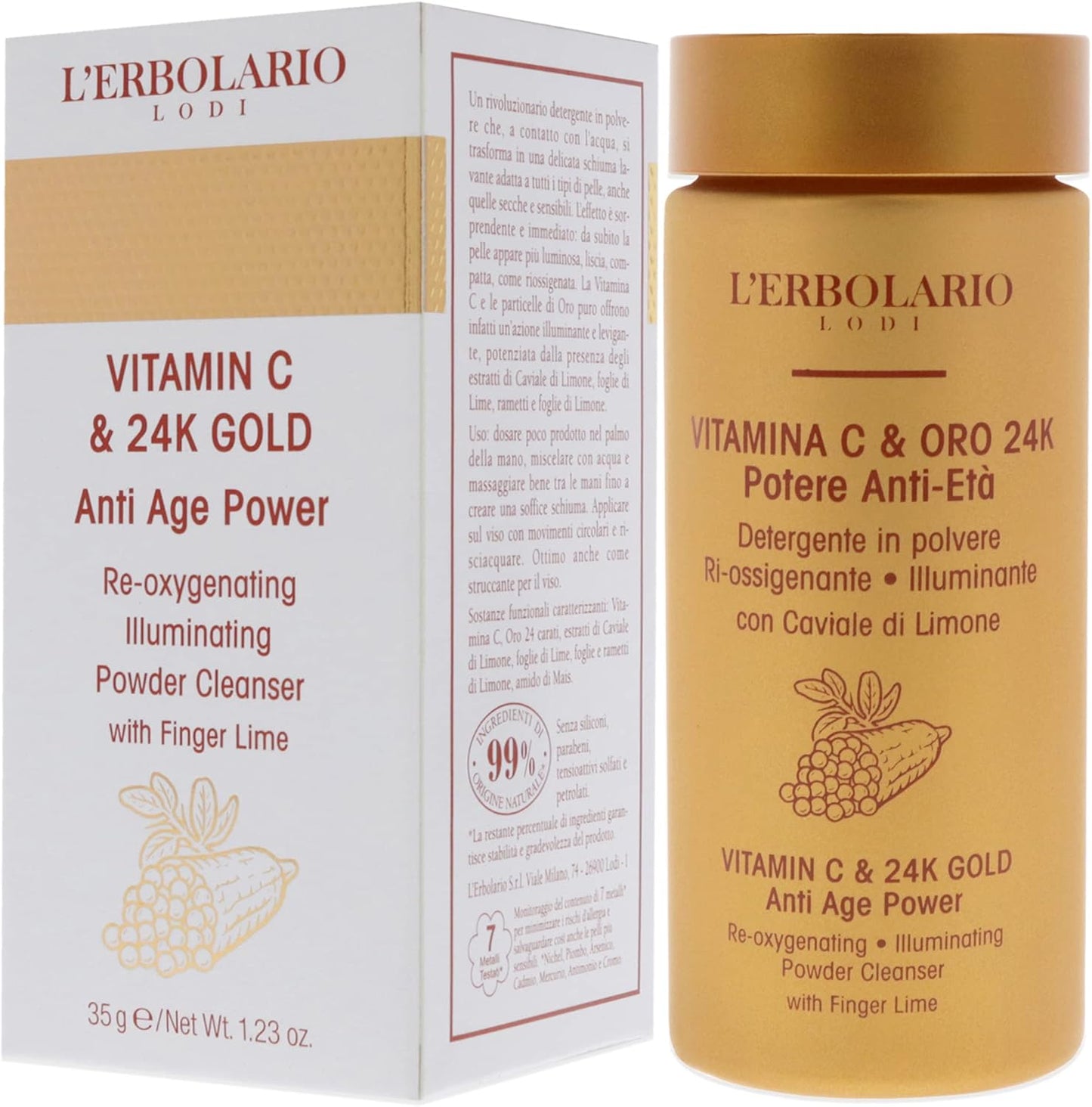 LErbolario VitaminC And 24K Gold Anti-Age Power Cleanser Women 1.23 oz