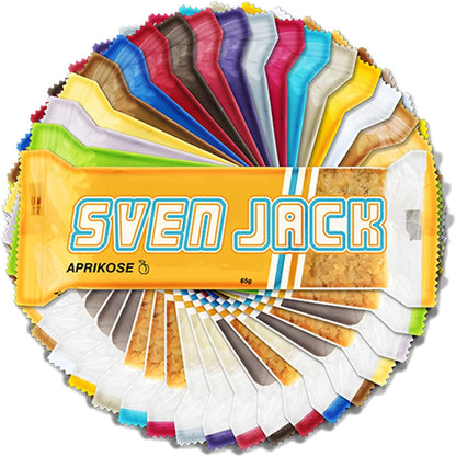 SvenJack Vegan Oat Bar White Chocolate - 24 × 125g - High‑Fibre, Low‑Sugar, Gluten‑Free Oatmeal Energy Snack with White Chocolate Coating & Cocoa Flakes