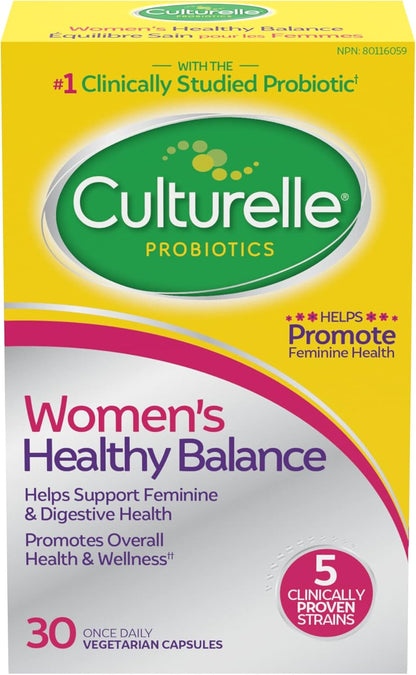 Culturelle 益生菌，女性健康平衡，30 粒胶囊，5 种经临床验证的益生菌菌株，支持消化、免疫和阴道健康*