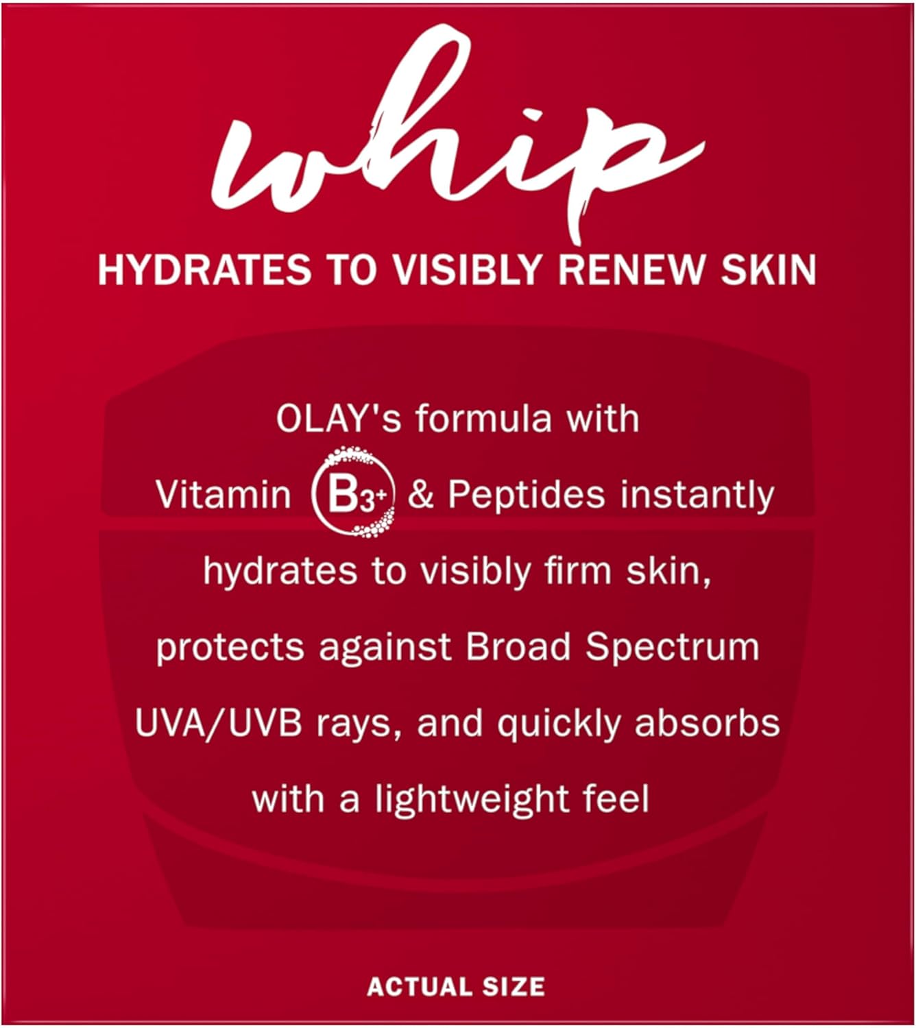 Face Moisturizer by Olay Regenerist Whip Vitamin B3, Niacinamide and Sunscreen SPF 25, 50 g