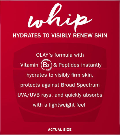 Face Moisturizer by Olay Regenerist Whip Vitamin B3, Niacinamide and Sunscreen SPF 25, 50 g