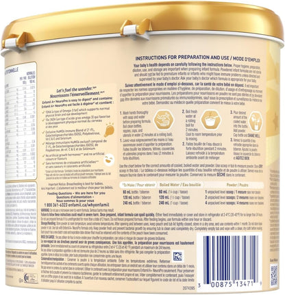 Enfamil A+ NeuroPro 嬰兒配方奶粉，粉盒裝，含促進大腦發育的 DHA 和 2'FL，用於免疫支持，0-12 個月，587 克