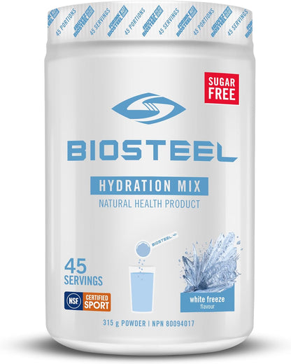 BioSteel 补水混合物，美味补水，零糖，不含人工香料或防腐剂，白色冷冻口味，每桶 45 份