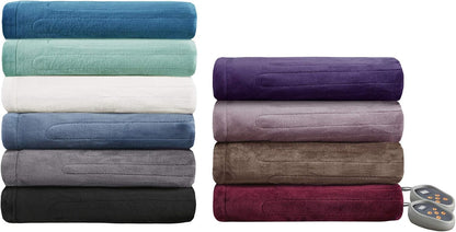 Beautyrest 电热毯，适用于寒冷天气，快速加热，自动关闭，几乎零 EMF，多种加热设置，UL 认证，灰色全尺寸（84 英寸 x 80 英寸）