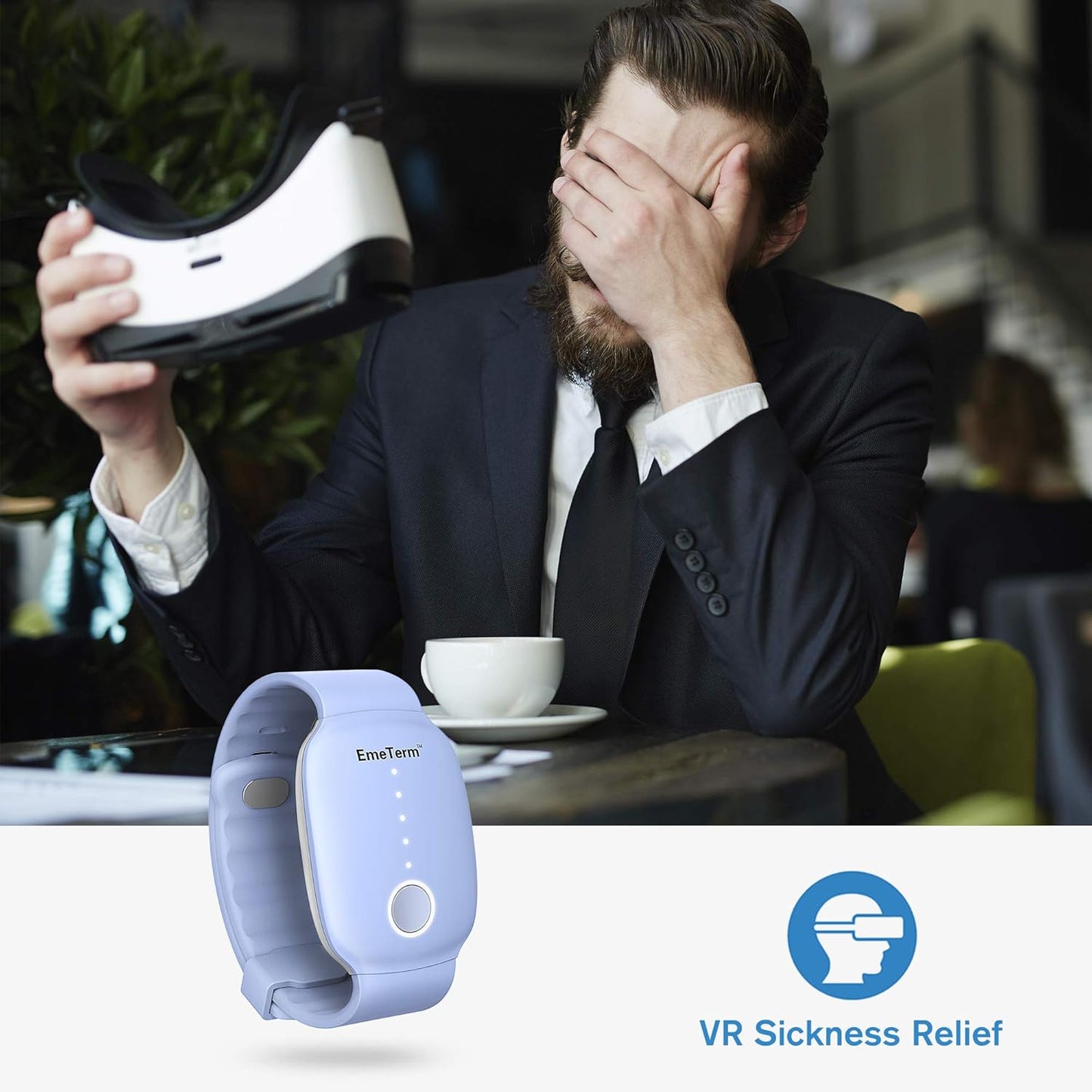 EmeTerm 时尚缓解恶心电极刺激器 孕吐 晕车 呕吐缓解 可充电 无凝胶 无药物腕带 无副作用