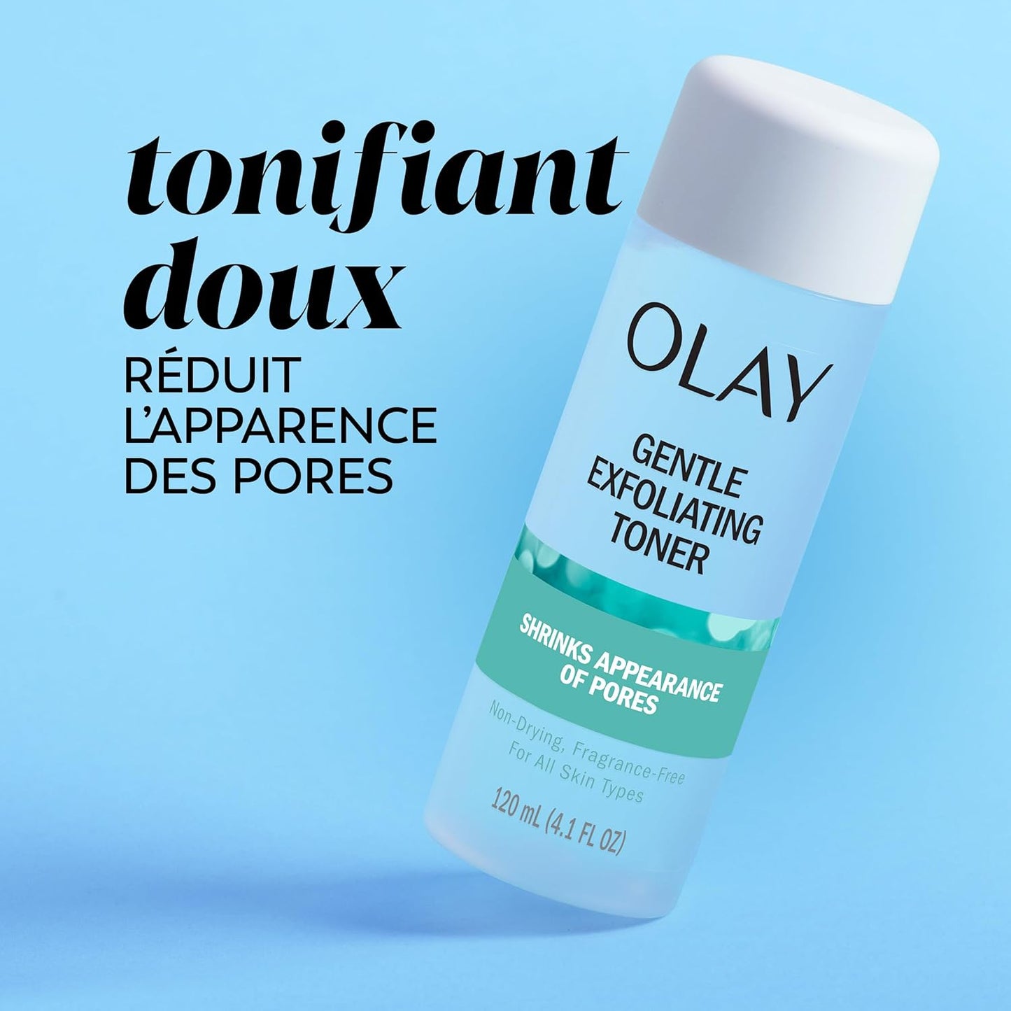 Olay Gentle Exfoliating Toner, Fragrance Free, Pore Treatment Face Cleanser Unclogs and Diminishes the Appearance of Pores, 120 mL