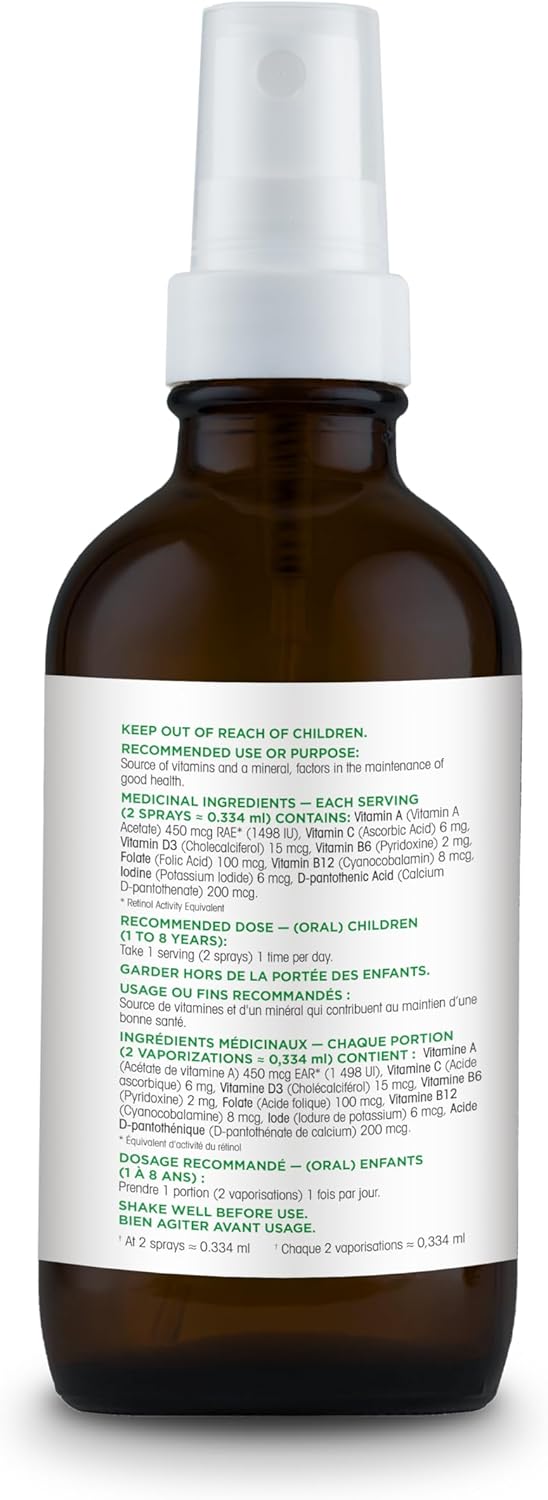 Organika 加拿大制造儿童复合维生素喷雾 - 橙味 - 建议年龄 1-3 岁 - 30 毫升