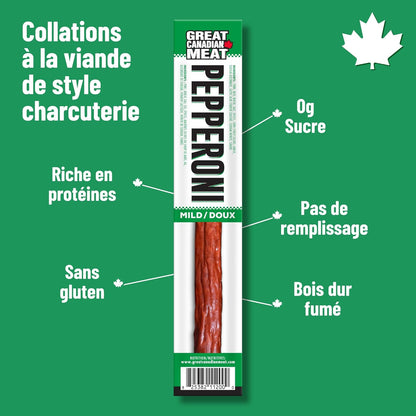 Mild Pepperoni Sticks Box 18 x 22g Caddy by Great Canadian Meat, Meat Snacks, Meat Sticks For Carnivores. Perfect For Snacking, Gluten Free, High In Protein