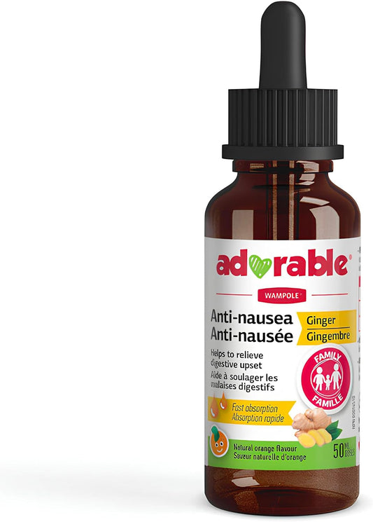 Adorable Anti-Nausea Ginger Liquid – Non-Drowsy Nausea & Upset Stomach Formula – 60 mg of Ginger per dose - 50 mL