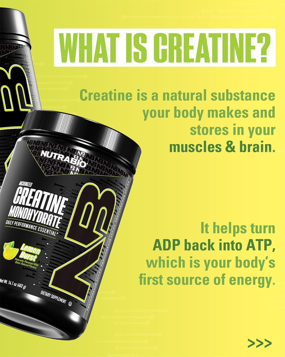 NutraBio Pure Micronized Creatine Monohydrate Powder Supplement, Lemon Burst, (402g)