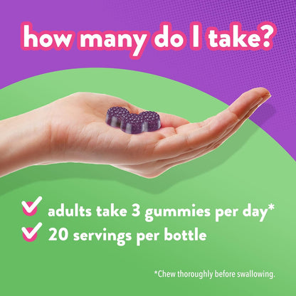 Vitafusion 接骨木果软糖补充剂，225 毫克锌/天，60 粒