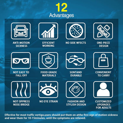 Hion 成人防暈動病智慧眼鏡，超輕便攜緩解噁心液體眼鏡，暈車暈機暈船眼鏡，旅行/巡航必備