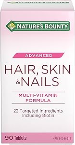 NATURE'S BOUNTY Hair, Skin & Nails Advanced, Maintains Structure Of Hair, Skin & Nails, 22 Targeted Ingredients Including Biotin, An antioxidant for the maintenance of good health. Maintain hair, skin and nail structure.…